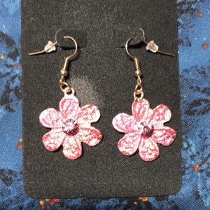 Pink flower earrings